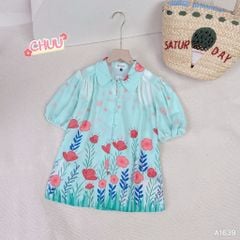 Áo Sơ Mi Hoa Chân Nút Bọc A1639