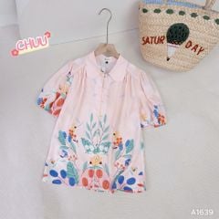 Áo Sơ Mi Hoa Chân Nút Bọc A1639