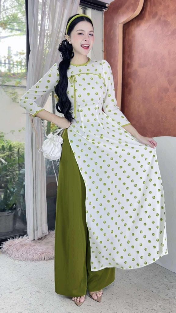 Áo Dài Cổ Tít Bòn Bon AD2776 (áo lẻ)