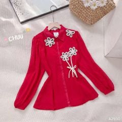 Áo Sơ Mi Hoa Len Kem A2930