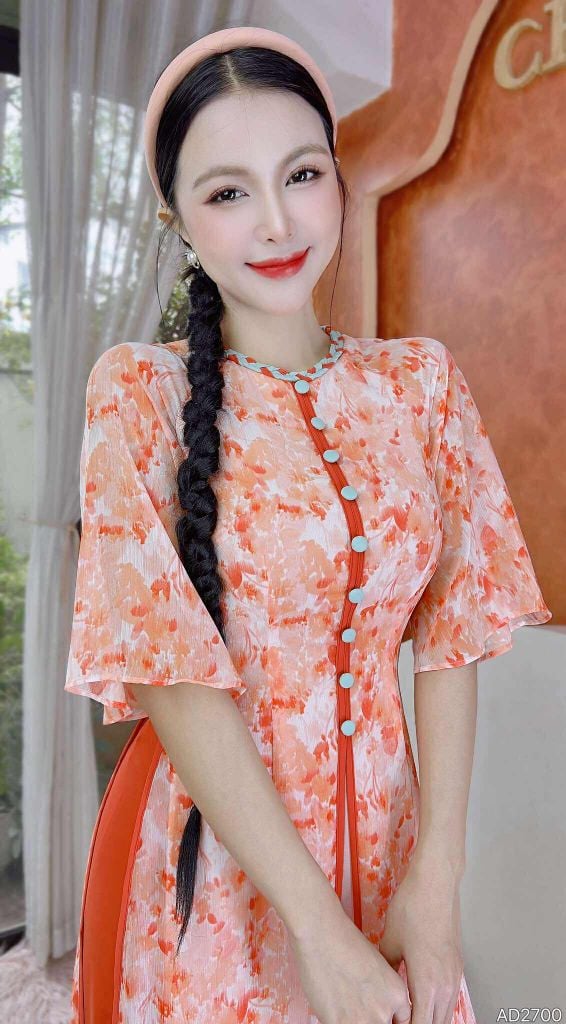 Áo Dài 4 Tà Mộng Cánh Hoa 132cm AD2700 (Áo lẻ)