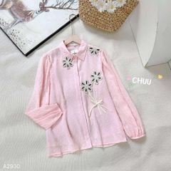 Áo Sơ Mi Hoa Len Kem A2930