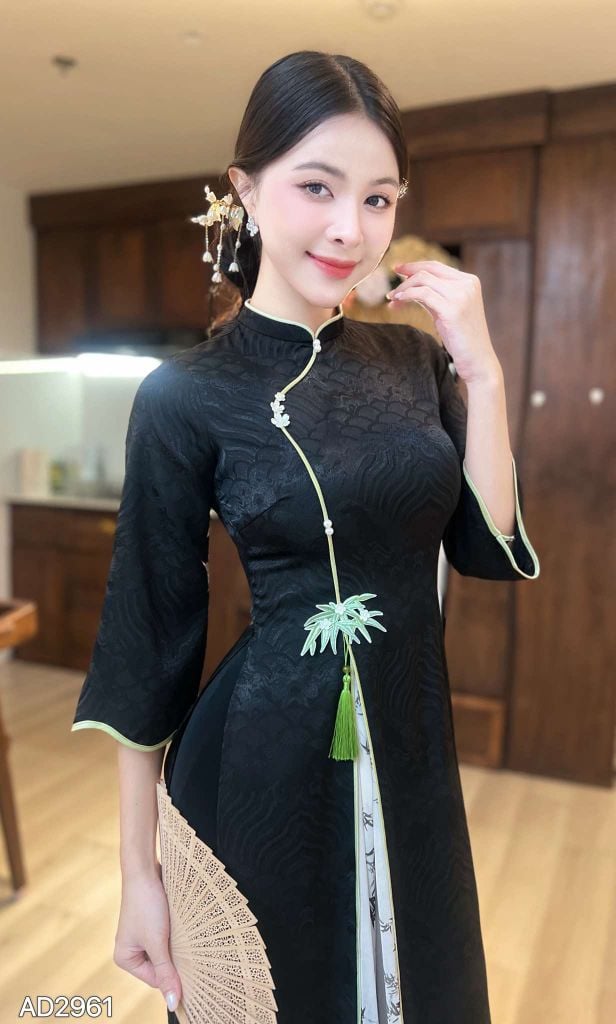 Áo Dài 2 Tà+ Trúc Nở Hoa AD9003.2961 (áo lẻ)