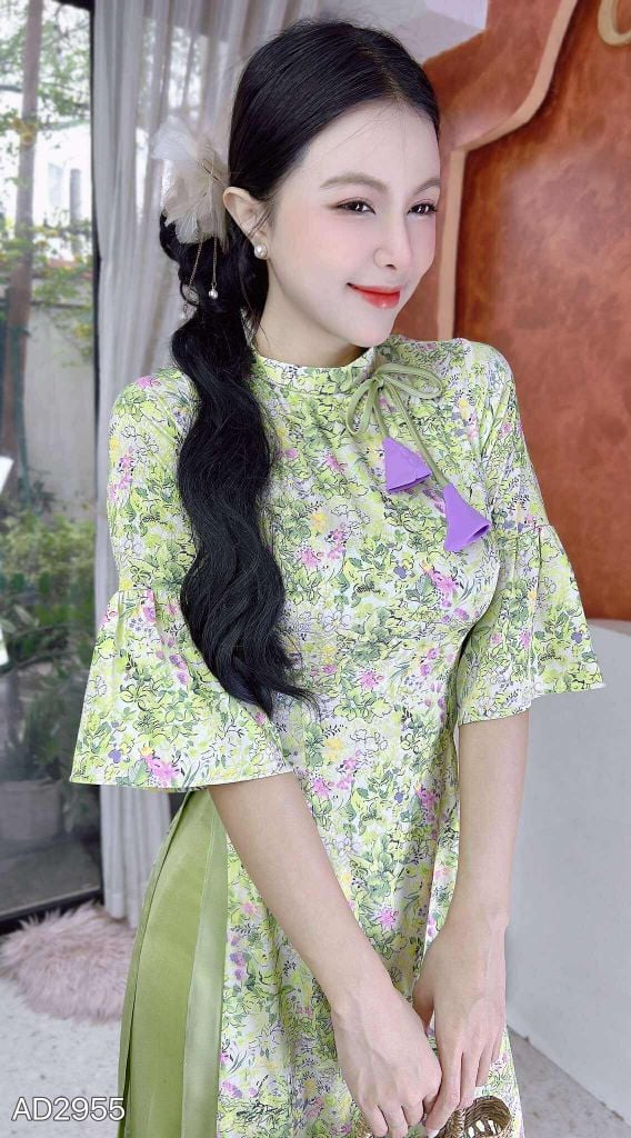 Áo Dài Chuông Gió+PK AD9002.2955 (áo lẻ)