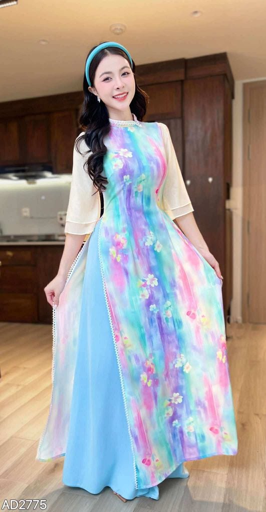 Áo Dài Viền Bí Ánh Hào AD2775 (áo lẻ)