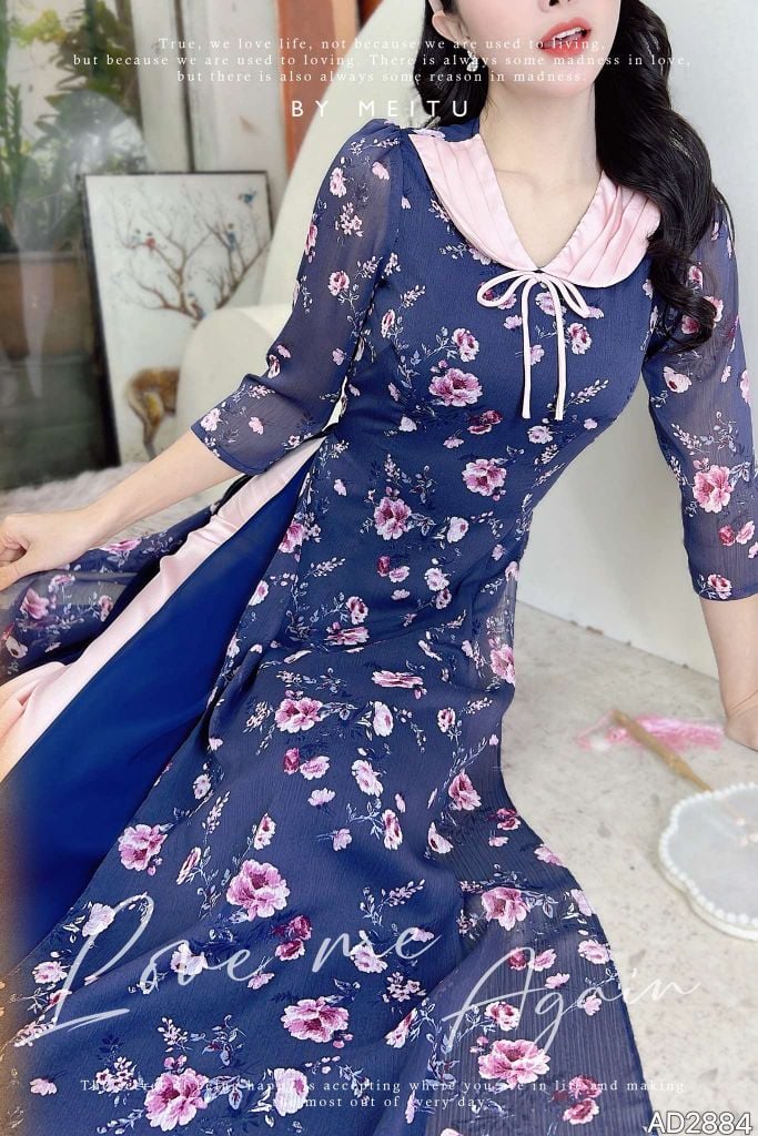 Áo Dài 4T Cổ Sen Gạo Nếp AD2884 (áo lẻ)