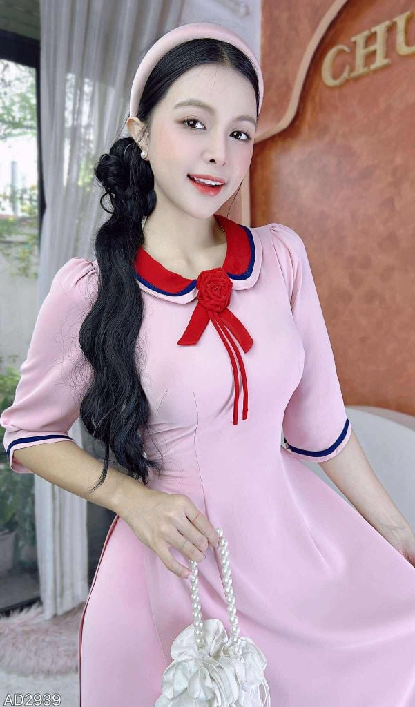 Áo Dài Cổ Sen 3 Màu+PK AD9001.2939 (áo lẻ)