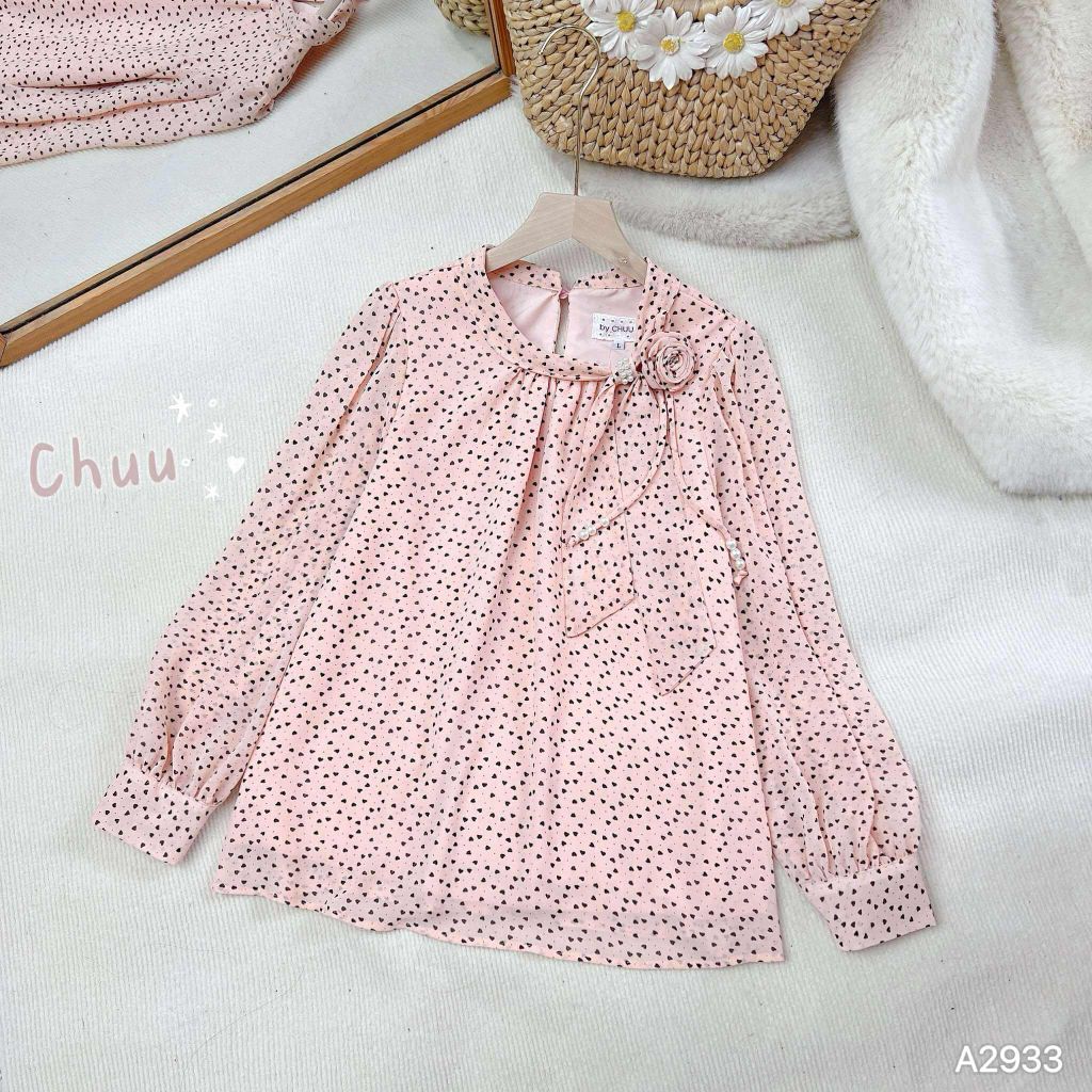 Áo Sơ Mi Nơ Đuôi Hạt Châu A2933