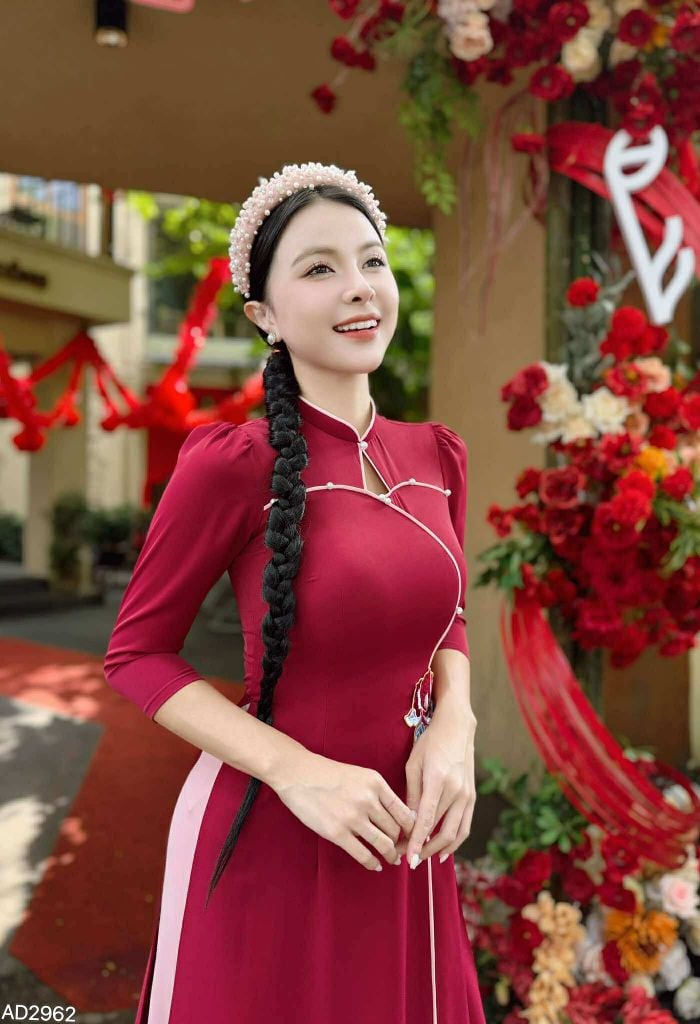 Áo Dài Bông Hoa Lan AD2962 (áo lẻ)