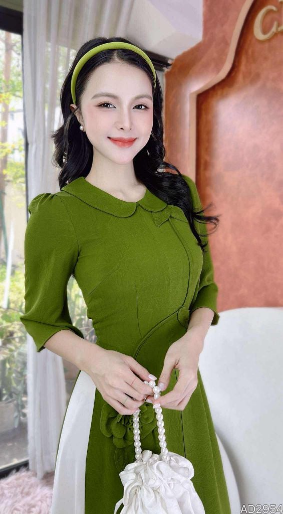 Áo Dài 3 Tà Cành Hoa Nở Tươi+PK AD2954 (áo lẻ)