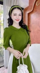 Áo Dài 3 Tà Cành Hoa Nở Tươi+PK AD2954 (áo lẻ)