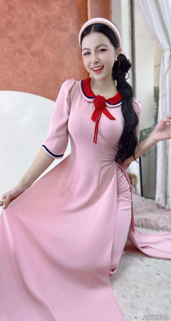 Áo Dài Cổ Sen 3 Màu+PK AD9001.2939 (áo lẻ)