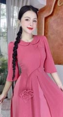 Áo Dài 3 Tà Cành Hoa Nở Tươi+PK AD2954 (áo lẻ)