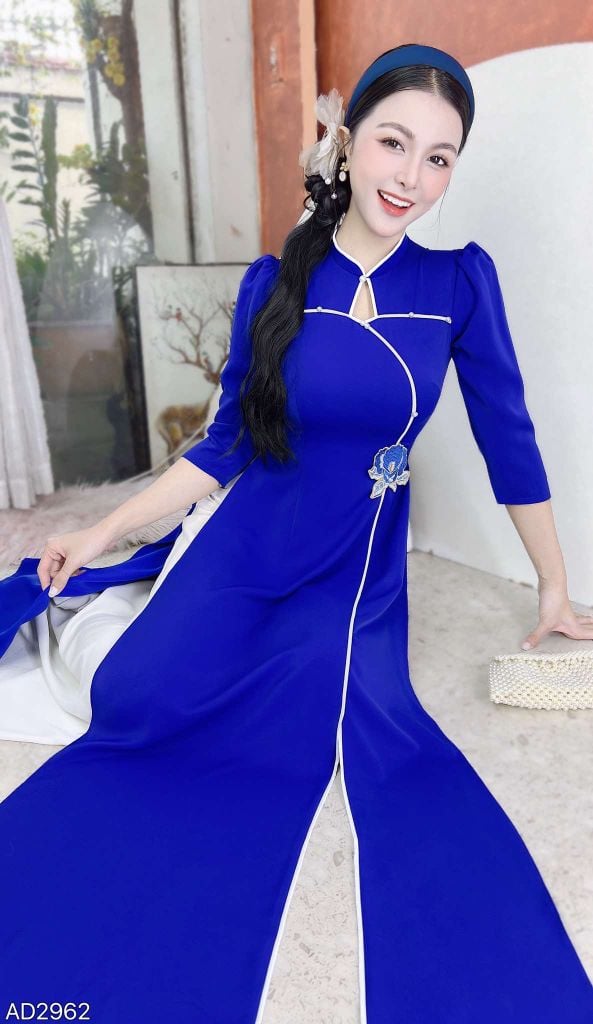 Áo Dài Bông Hoa Lan AD2962 (áo lẻ)