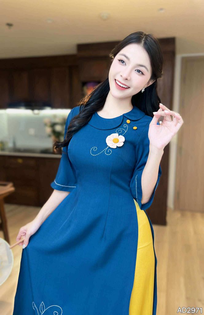 Áo Dài Bông Hoa Cánh Vải AD2971 (áo lẻ)