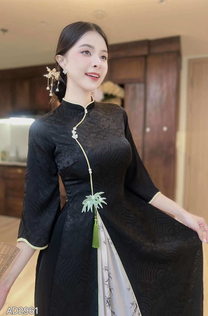 Áo Dài 2 Tà+ Trúc Nở Hoa AD9003.2961 (áo lẻ)