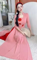 Áo Dài 4 Tà Cánh Ngọc Lá Thêu AD9003.2963 (áo lẻ)