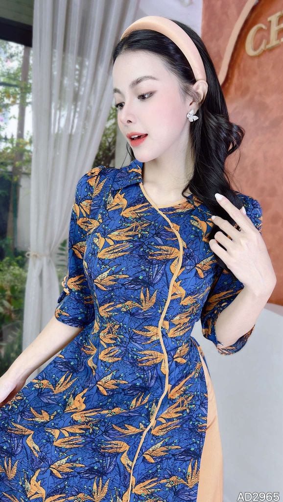 Áo Dài Cánh Én Vàng AD2965 (Áo lẻ)