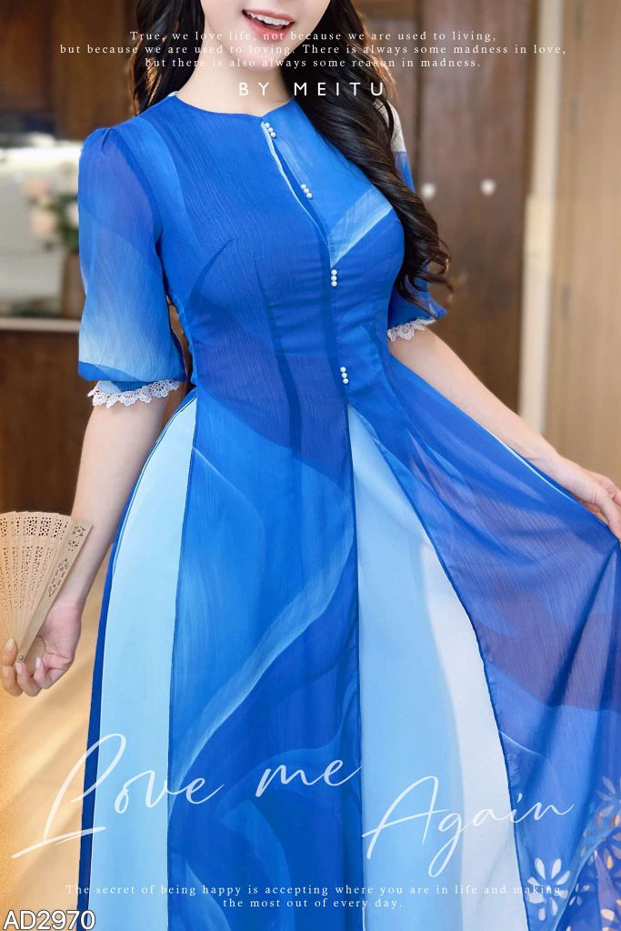 Áo Dài 4 Tà Laze Hoa Cúc AD9003.2970 (áo lẻ)