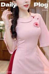 Áo Dài Bông Hoa Cánh Vải AD2971 (áo lẻ)