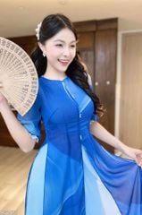 Áo Dài 4 Tà Laze Hoa Cúc AD9003.2970 (áo lẻ)