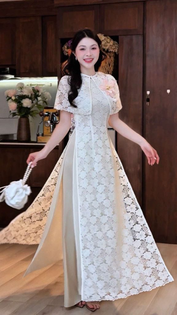 Áo Dài Ren Choàng Luxury AD2976 (áo lẻ)