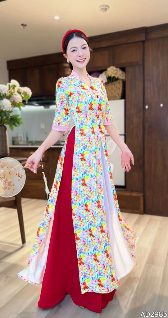 Áo Dài 3 Tà Gió Mang Hoa Về AD2985 (áo lẻ)