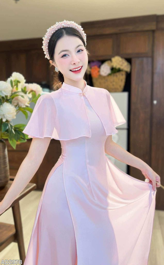 Áo Dài Liền Choàng Song Tử + PK AD2978 (áo lẻ)
