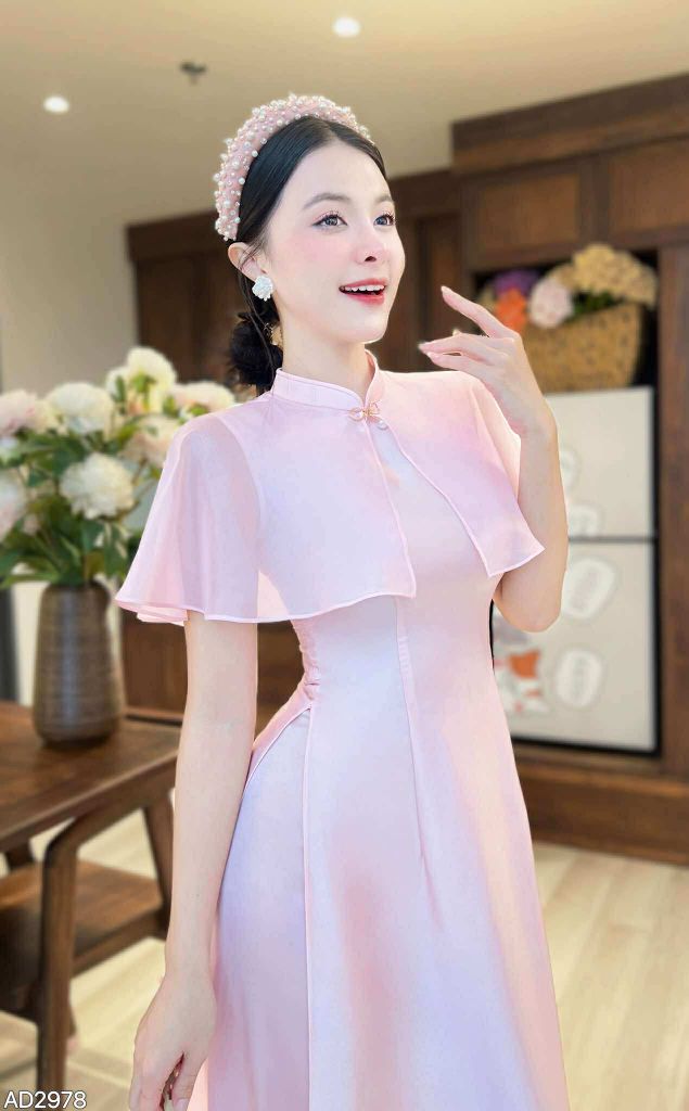 Áo Dài Liền Choàng Song Tử + PK AD2978 (áo lẻ)