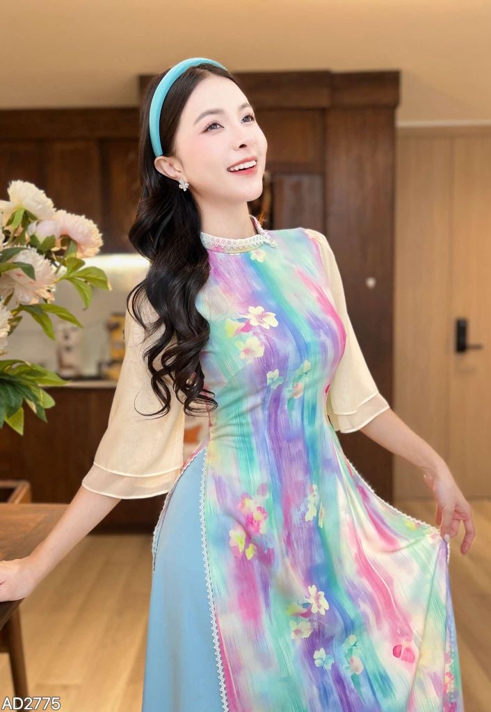 Áo Dài Viền Bí Ánh Hào AD2775 (áo lẻ)