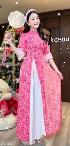 Áo Dài 2T+ Tiền Đồng Tròn + PK AD2989 (áo lẻ)