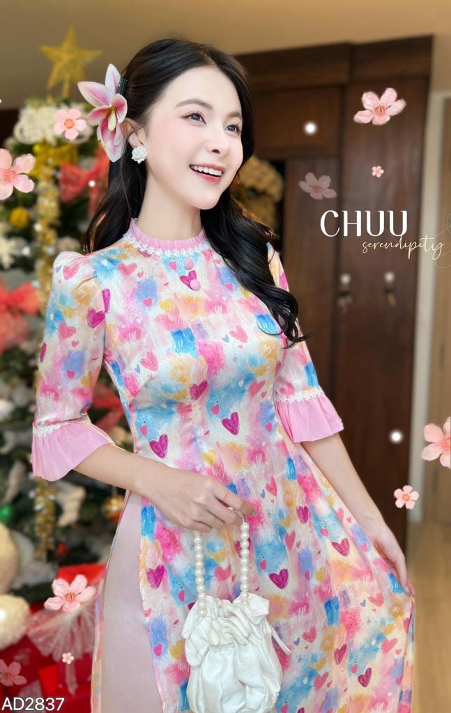 Áo Dài Vòng Nguyệt Quế AD2837 (áo lẻ)