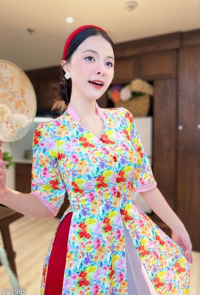 Áo Dài 3 Tà Gió Mang Hoa Về AD2985 (áo lẻ)