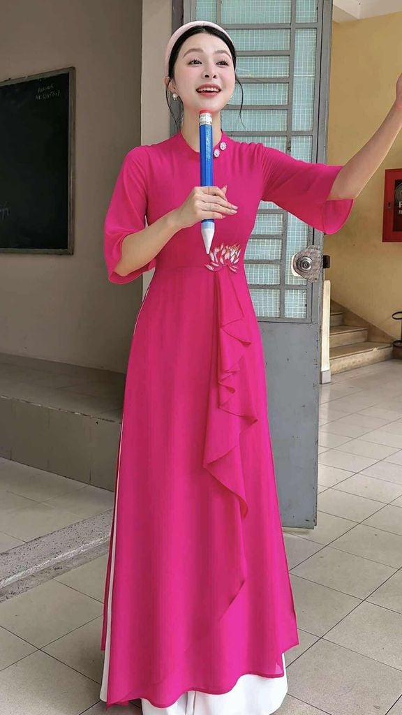 Áo Dài 4 Tà Tháp Liên Hoa AD9003.2991 (áo lẻ)