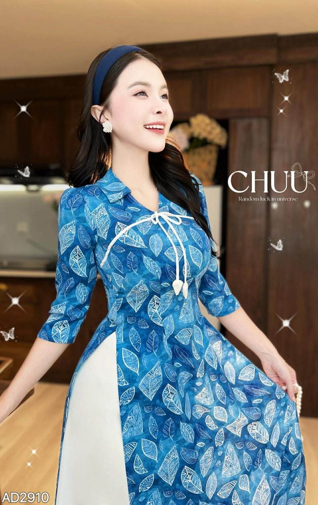 Áo Dài Cổ Bẻ Nụ Hồng AD2910 (áo lẻ)