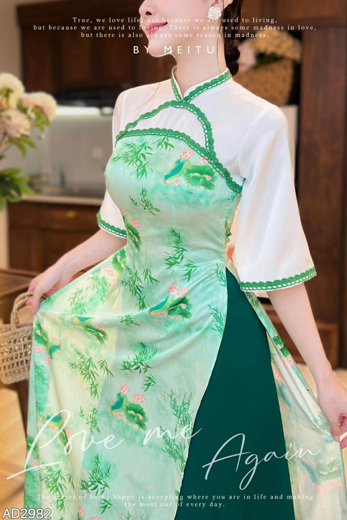 Áo Dài Hồng Hà Châu AD2982 (áo lẻ)