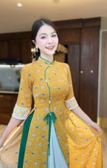 Áo Dài 2 Tà+ Tiền Đồng Tròn Kèm Phụ Kiện AD9003.2989 (áo lẻ)