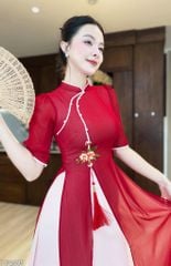 Áo Dài 4T CÀNH LỘC XUÂN + PK AD2995 (áo lẻ)