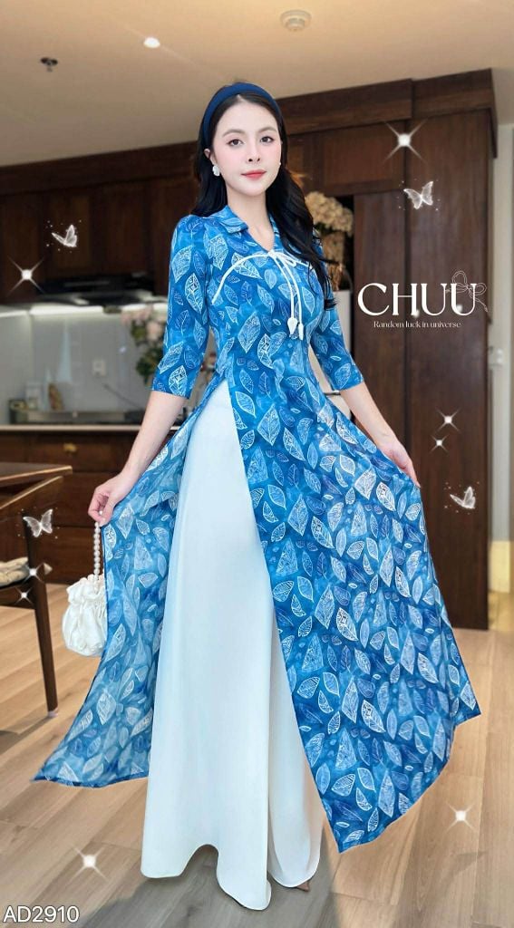 Áo Dài Cổ Bẻ Nụ Hồng AD2910 (áo lẻ)