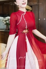 Áo Dài 4T CÀNH LỘC XUÂN + PK AD2995 (áo lẻ)