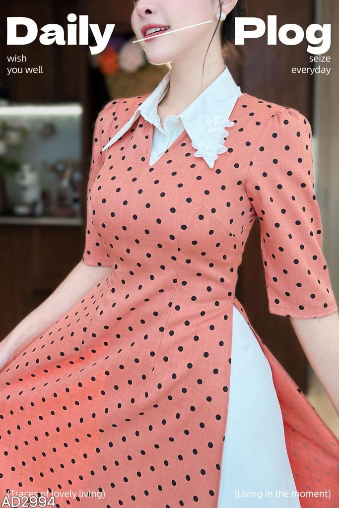 Áo Dài Bi + Cổ Sơ Mi AD2994 (áo lẻ)