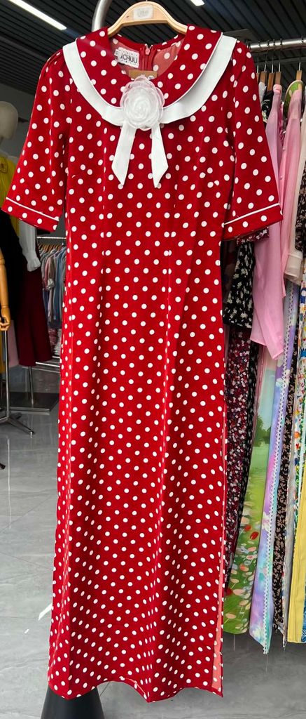 Áo Dài Bi Sen 2 Cổ Kèm Phụ Kiện AD3122 (Áo lẻ)
