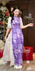 Áo Dài Bướm Viền Ngũ Sắc AD2886 (áo lẻ)