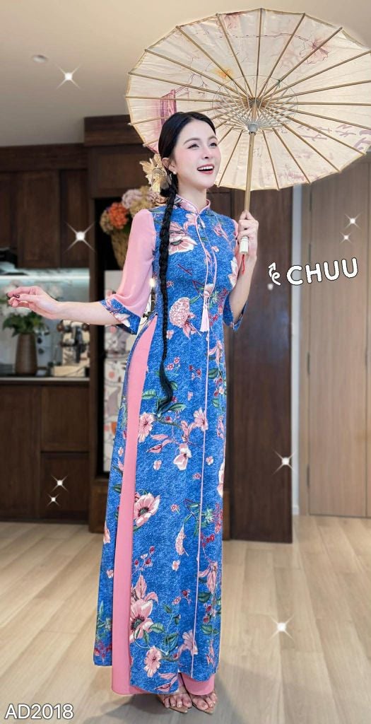 Áo Dài Mây Hồng Bay AD2018 (Áo lẻ)