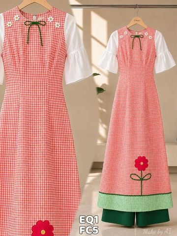 Áo Dài Vườn Măng Non Kèm Phụ Kiện AD3119 (Áo lẻ)
