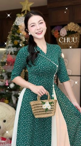 Áo Dài 2T+ Cổ Lá Lật+PK AD2899 (áo lẻ)