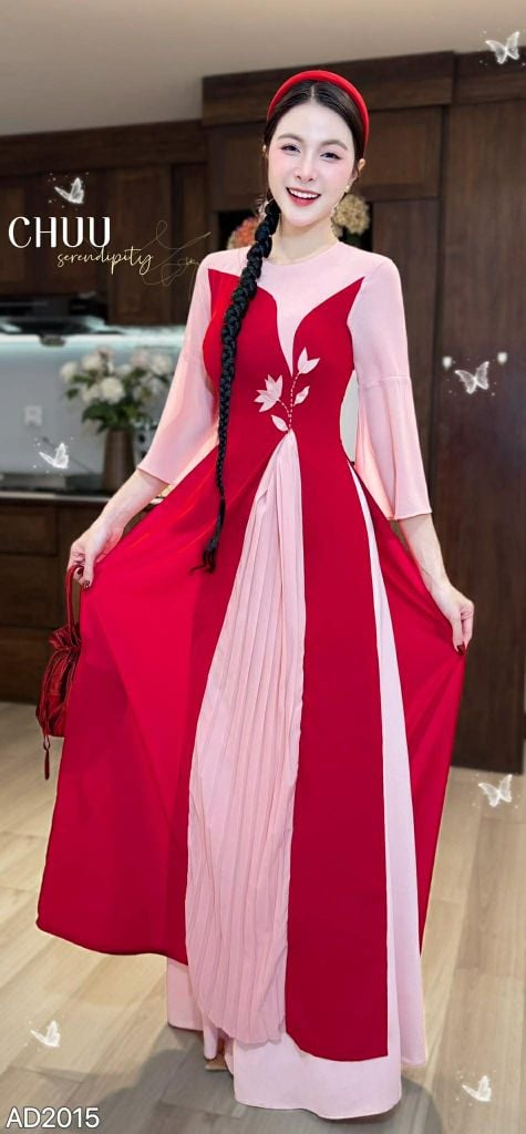 Áo Dài 2 Tà+ Sen Trong Đầm AD2015 (áo lẻ)