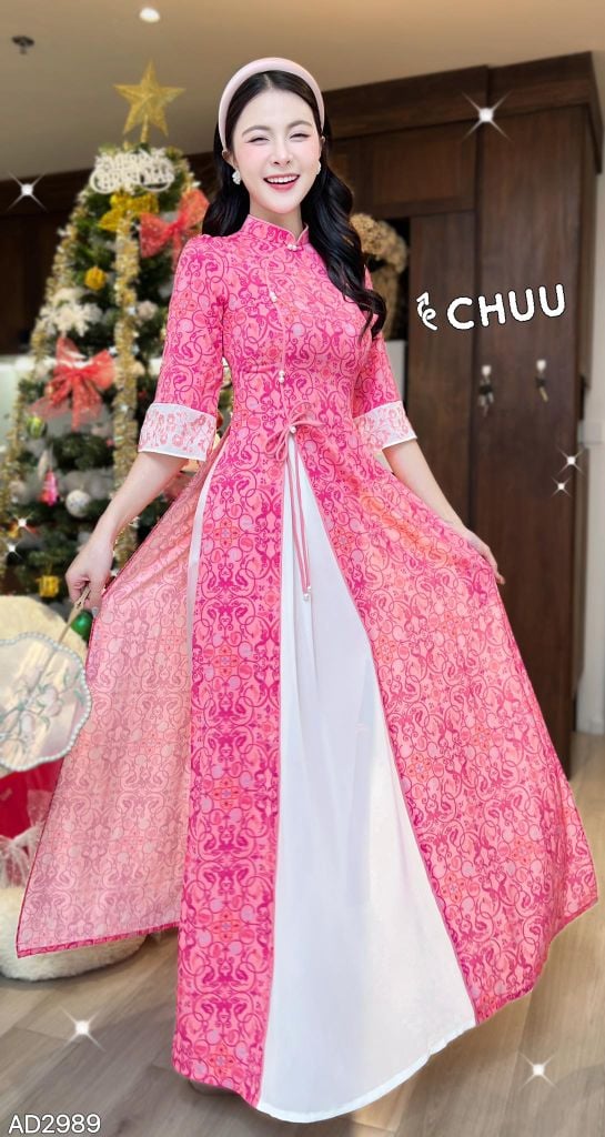 Áo Dài 2 Tà+ Tiền Đồng Tròn Kèm Phụ Kiện AD9003.2989 (áo lẻ)