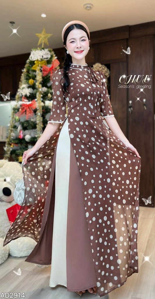 Áo Dài 4 Tà Tơ Quả Quất AD2914 (Áo lẻ)