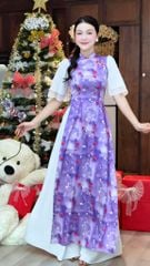 Áo Dài Bướm Viền Ngũ Sắc AD2886 (áo lẻ)